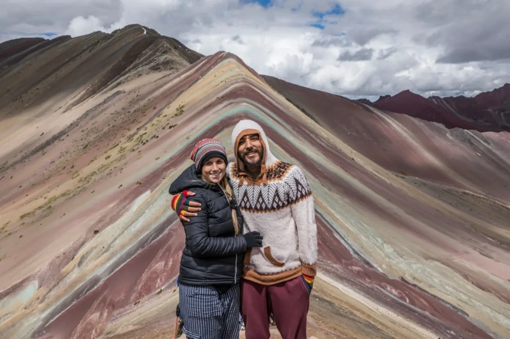 Couple at Rainbow Mountain near Cusco, Peru