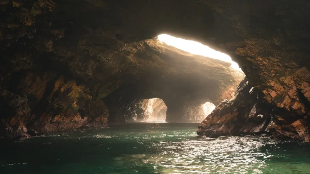Sea cave with light coming through at the Ballestas Islands