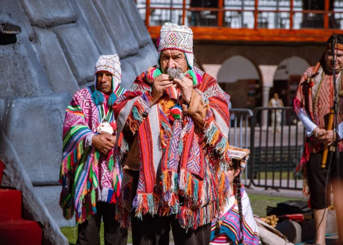 Andean ceremony in Cusco's Plaza de Armas during the June festival month