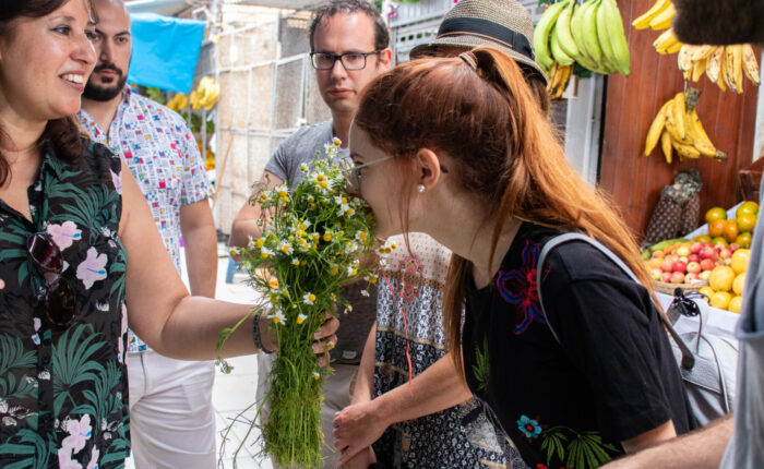 Lima food tour: fresh herbs at a local market