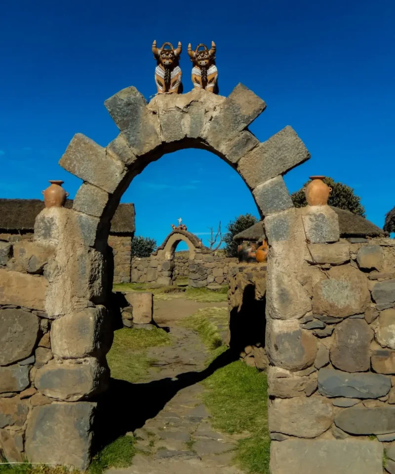 Taquile Island stone arch, Lake Titicaca
