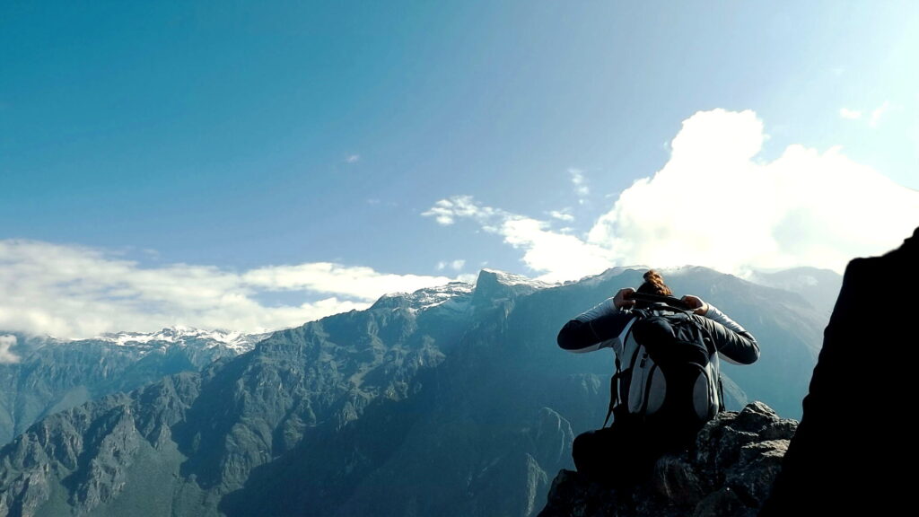 Traveler overlooking the Colca Canyon, Arequipa